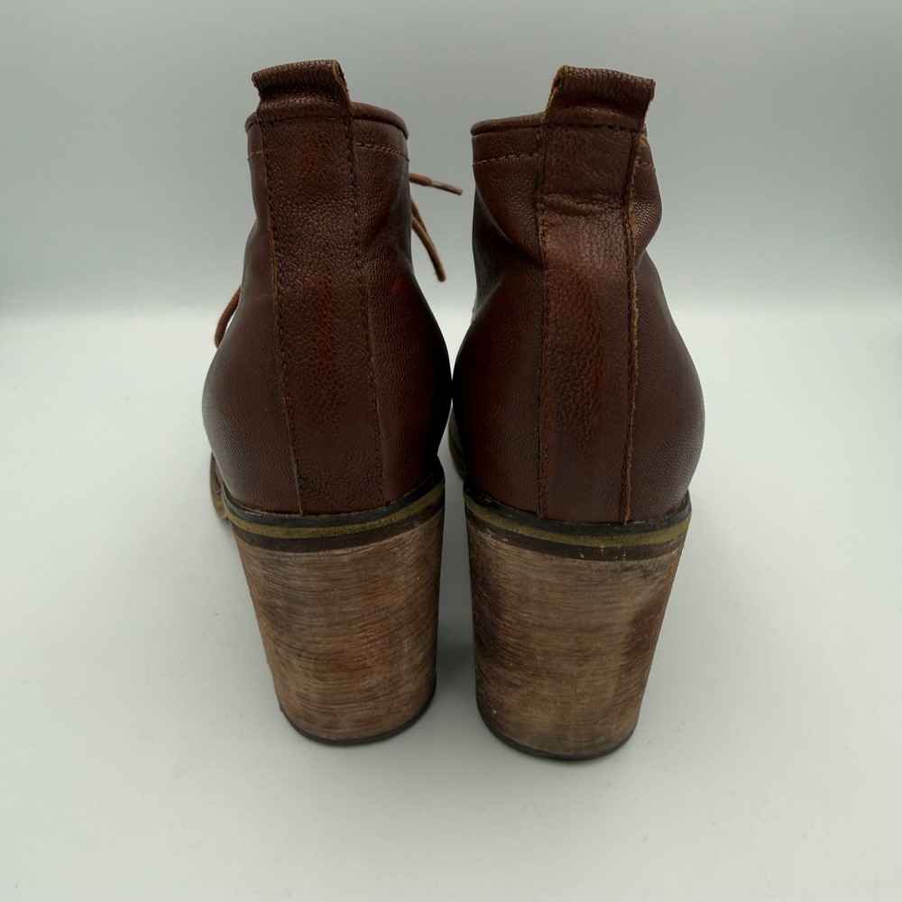 Jeffrey Campbell Boxxy Leather Ankle Boots Chunky Heel Brown Boho Womens Size 10 - Picture 2 of 9